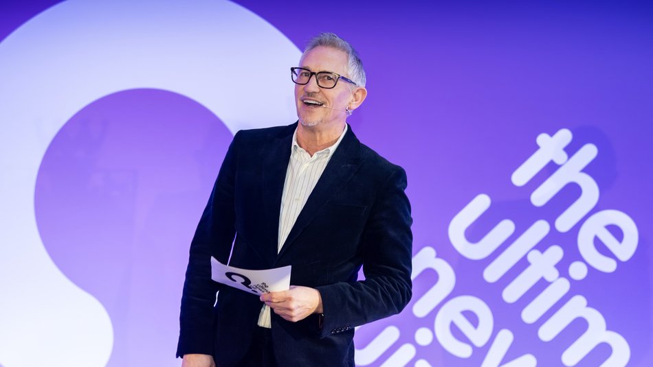 Gary Lineker hosting the Ultimate News Quiz