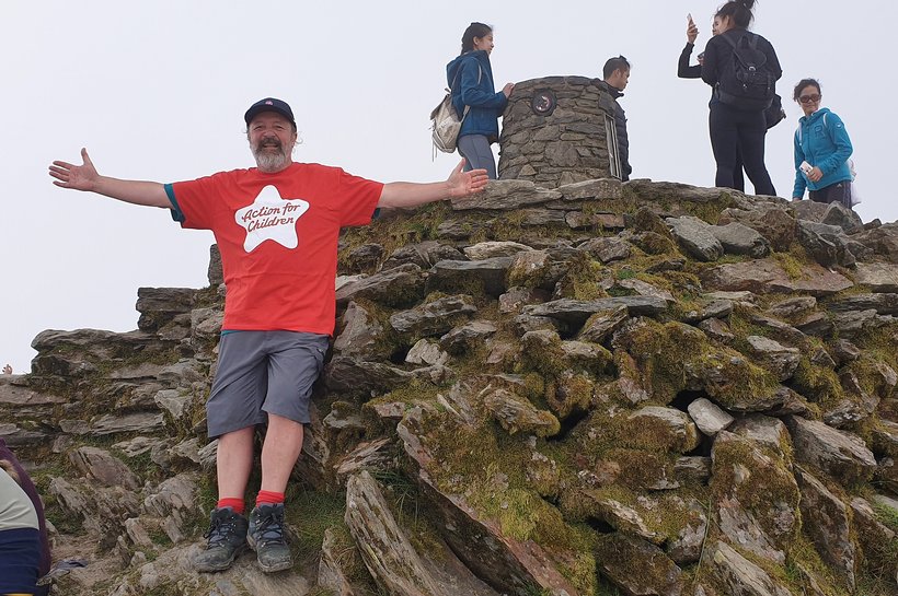 Action for Children fundraiser at the top of Snowdon