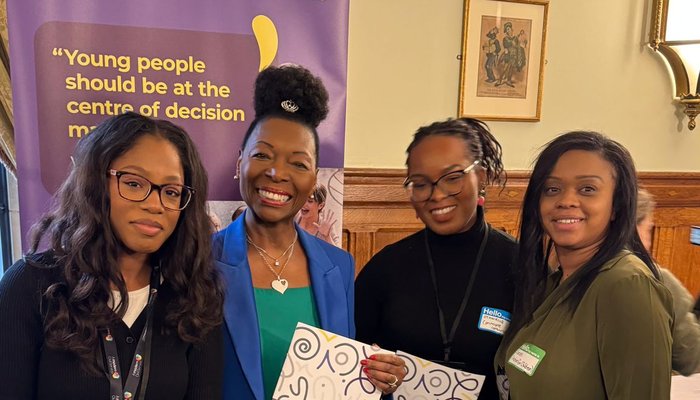 Baroness Floella Benjamin and youg people at Children at the Table launch