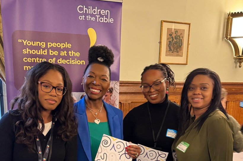 Baroness Floella Benjamin and youg people at Children at the Table launch