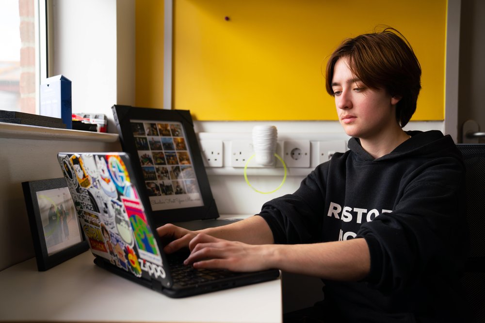 Charlie with chromebook from Dell