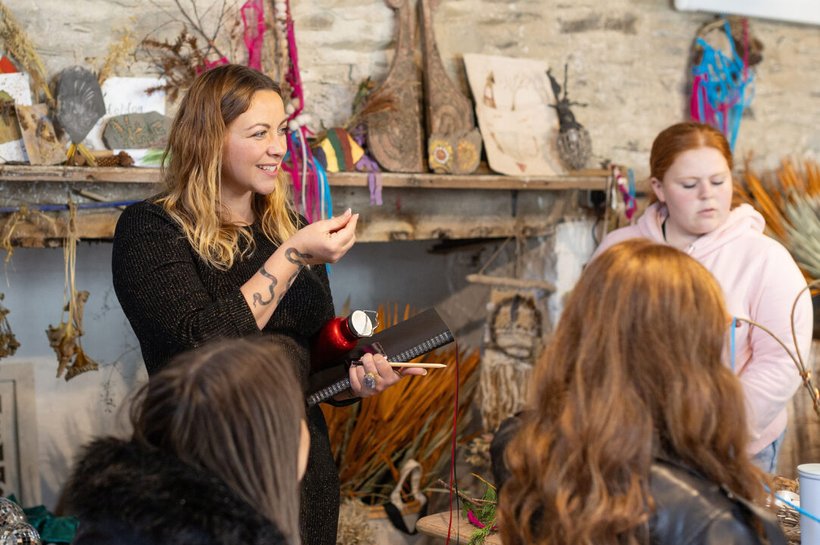 Charlotte Church rehearsing young carers aloud choir