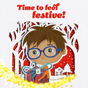 Christmas eCard - child 1 holding a Christmas present