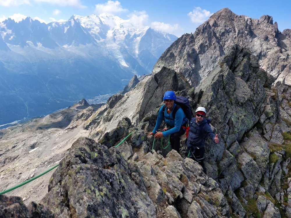 Fatima Whitbread and son Ryan climbing up the Gran Paradiso