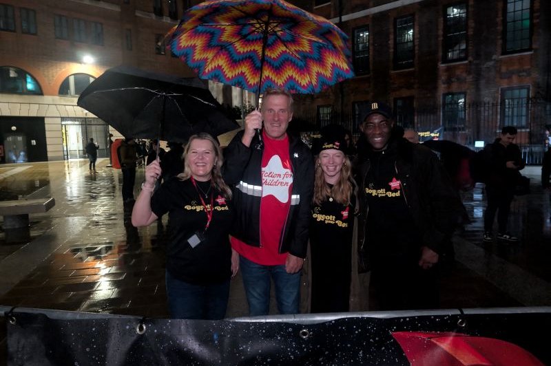 Participants braving the cold at Boycott Your Bed London