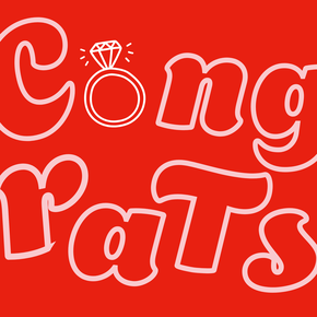 Congratulations eCard with wedding ring in pink and red