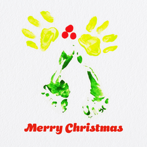 A christmas tree eCard created with footprint and handprints