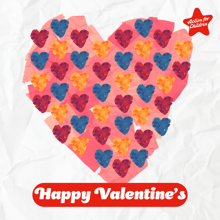 Happy Valentine's Day card, decorated with lots of little hearts inside a large pink heart