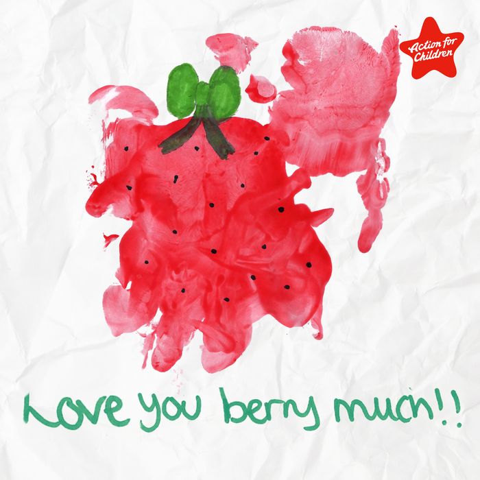Love you berry much Valentine's Day card, decorated with a large strawberry and a heart behind