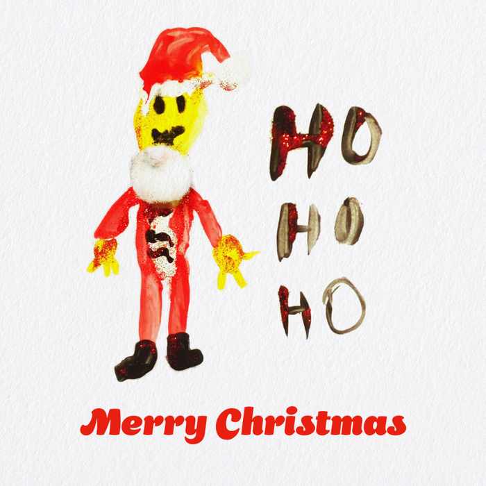 A child's drawing of santa